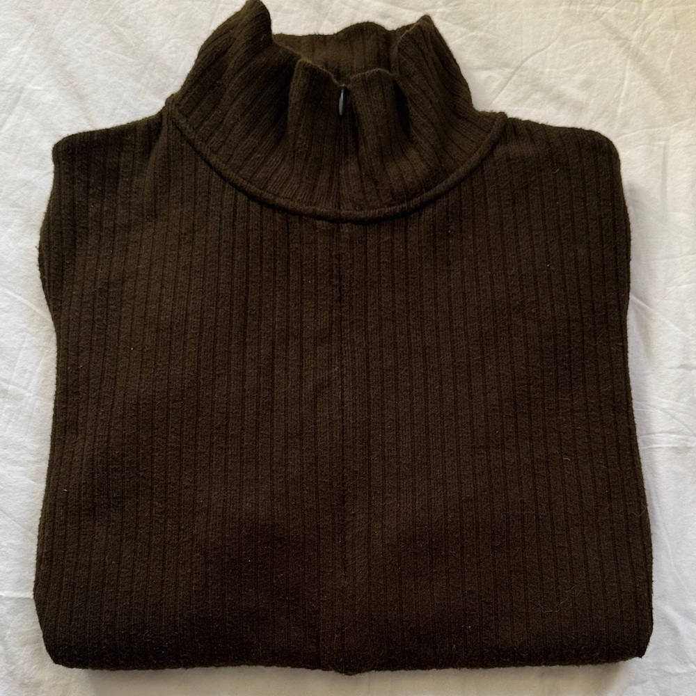 Vince Dark Olive Ribbed Turtleneck